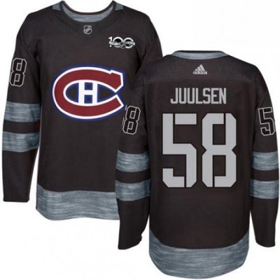 Mens Adidas Montreal Canadiens 58 Noah Juulsen Authentic Black 1917 2017 100th Anniversary NHL Jersey