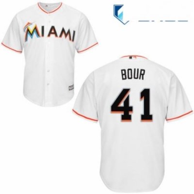 Youth Majestic Miami Marlins 41 Justin Bour Replica White Home Cool Base MLB Jersey