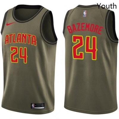 Youth Nike Atlanta Hawks 24 Kent Bazemore Swingman Green Salute to Service NBA Jersey