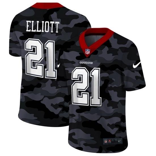 Dallas Cowboys 21 Ezekiel Elliott Men Nike 2020 Black CAMO Vapor Untouchable Limited Stitched NFL Jersey