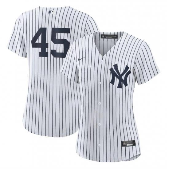 Women NeW York Yankees 45 Gerrit Cole White Cool Base Stitched Jersey