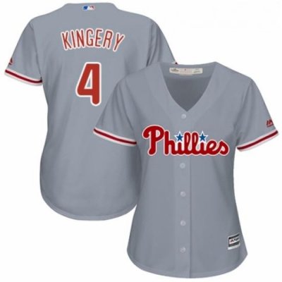 Womens Majestic Philadelphia Phillies 4 Scott Kingery Authentic Grey Road Cool Base MLB Jersey