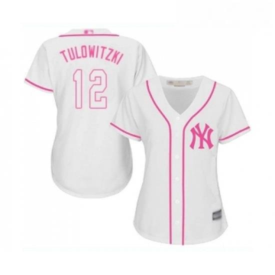 Womens New York Yankees 12 Troy Tulowitzki Authentic White Fashion Cool Base Baseball Jersey