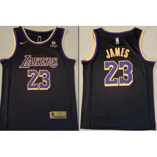 Men Los Angeles Lakers Lebron James #23 Black Purple Stitched NBA Jersey