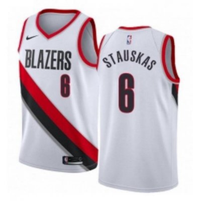 Youth Nike Portland Trail Blazers 6 Nik Stauskas Swingman White NBA Jersey Association Edition