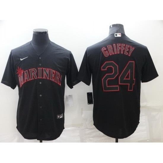 Men Seattle Mariners 24 Ken Griffey Black ShadoW Cool Base Stitched jersey