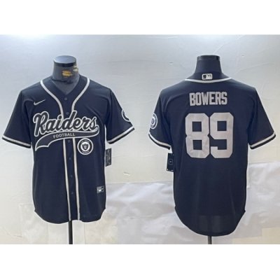 Men Las Vegas Raiders 89 Brock Bowers Black Cool Base Stitched Baseball Jersey 2