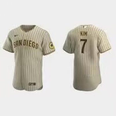 Men San Diego Padres 7 Ha Seong Kim Stitched MLB BroWn Flexbase Base Nike Jersey