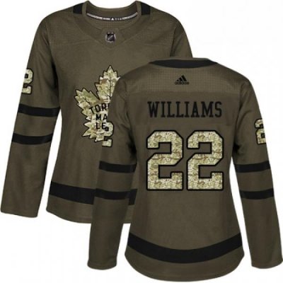 Womens Adidas Toronto Maple Leafs 22 Tiger Williams Authentic Green Salute to Service NHL Jersey