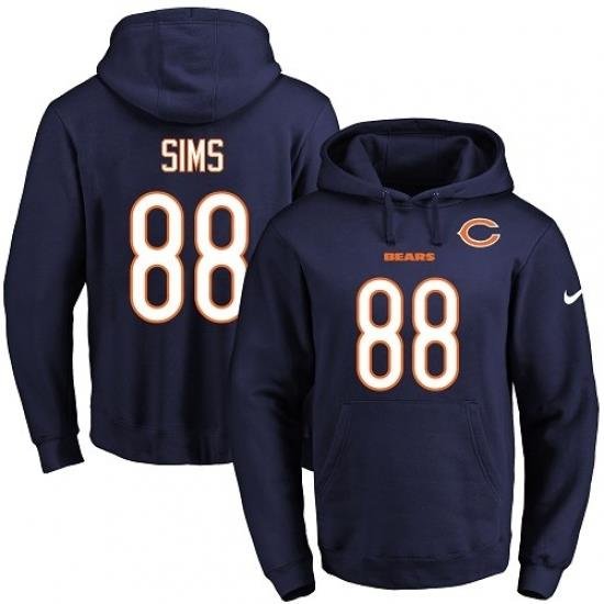 NFL Mens Nike Chicago Bears 88 Dion Sims Navy Blue Name Number Pullover Hoodie