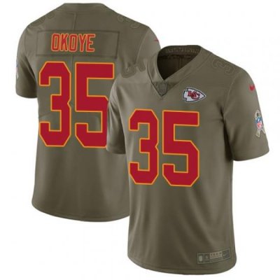 Nike Chiefs #35 Christian Okoye Olive Mens Stitched NFL Limited 2017 Salute to Service Jersey