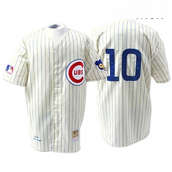 Mens Mitchell and Ness Chicago Cubs 10 Ron Santo Authentic Cream 1969 Throwback MLB Jersey