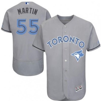 Mens Majestic Toronto Blue Jays 55 Russell Martin Authentic Gray 2016 Fathers Day Fashion Flex Base Jersey