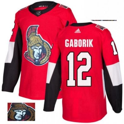 Mens Adidas Ottawa Senators 12 Marian Gaborik Authentic Red Fashion Gold NHL Jersey