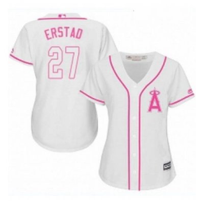 Womens Majestic Los Angeles Angels of Anaheim 27 Darin Erstad Authentic White Fashion Cool Base MLB Jersey