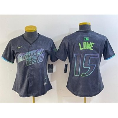 Women Tampa Bay Rays 15 Josh LoWe Charcoal 2024 City Connect Limited Stitched Baseball Jersey