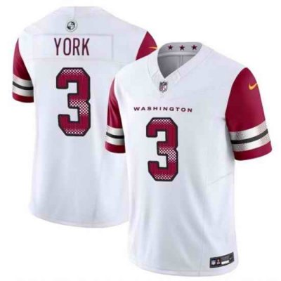 Youth Washington Commanders 3 Cade York White 2024 F U S E Vapor Limited Stitched Football Jersey