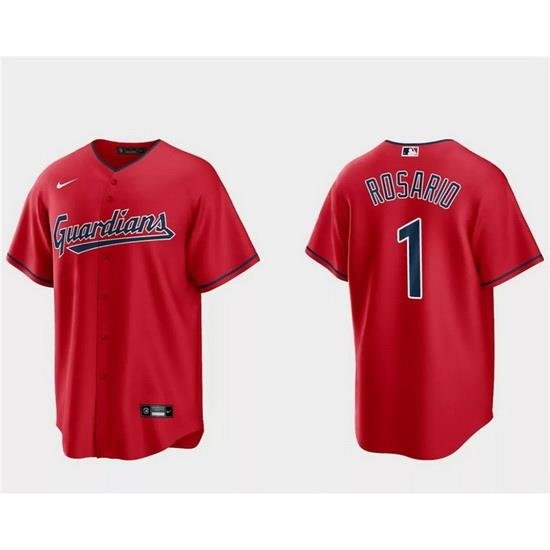 Men Cleveland Guardians 1 Amed Rosario Red Cool Base Stitched Jersey