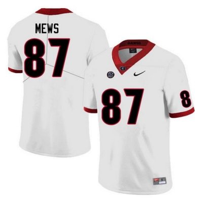 Men #87 Mekhi Mews Georgia Bulldogs College Football Jerseys Sale-White Anniversary