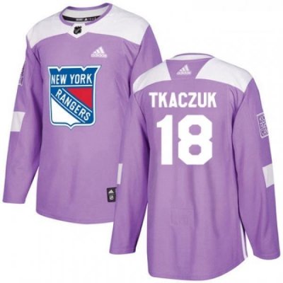 Youth Adidas New York Rangers 18 Walt Tkaczuk Authentic Purple Fights Cancer Practice NHL Jersey