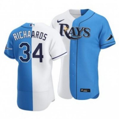 Men Tampa Bay Rays 34 Trevor Richards Split White Blue TWo Tone Jersey