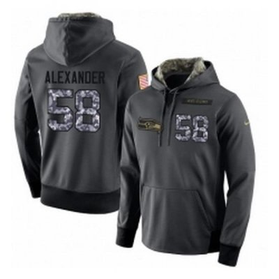 NFL Mens Nike Seattle Seahawks 58 DJ Alexander Stitched Black Anthracite Salute to Service Player Performance Hoodie