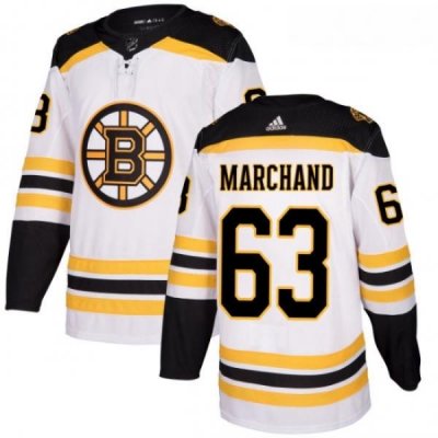 Womens Adidas Boston Bruins 63 Brad Marchand Authentic White Away NHL Jersey