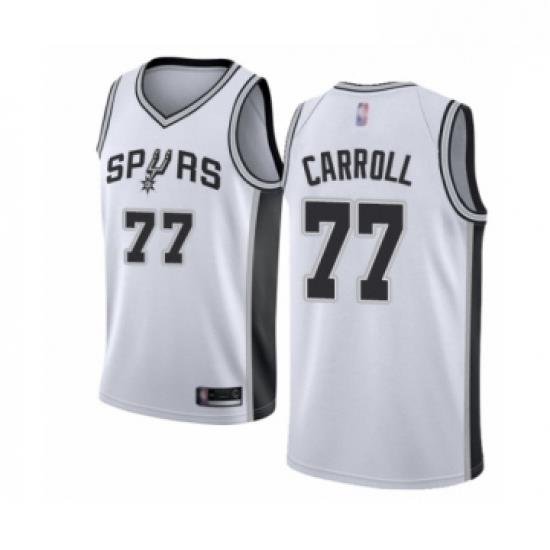 Mens San Antonio Spurs 77 DeMarre Carroll Authentic White Basketball Jersey Association Edition