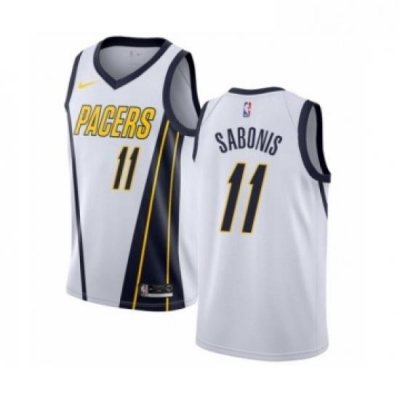 Womens Nike Indiana Pacers 11 Domantas Sabonis White Swingman Jersey Earned Edition