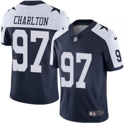 Nike Cowboys #97 Taco Charlton Navy Blue Thanksgiving Mens Stitched NFL Vapor Untouchable Limited Throwback Jersey