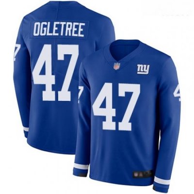 Giants 47 Alec Ogletree Royal Blue Team Color Men Stitched Football Limited Therma Long Sleeve Jersey