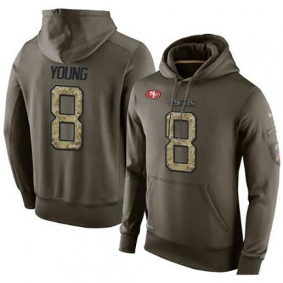 NFL Nike San Francisco 49ers 8 Steve Young Green Salute To Service Mens Pullover Hoodie