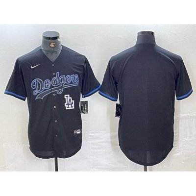 Men Los Angeles Dodgers Team Big Logo Black Cool Base Stitched Baseball Jersey 6