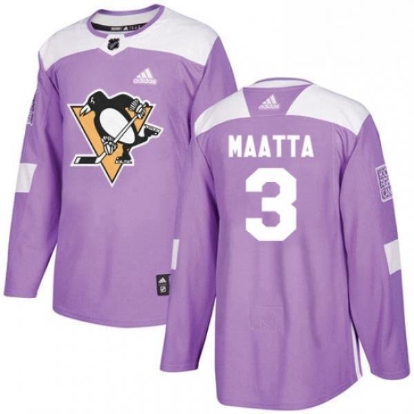 Mens Adidas Pittsburgh Penguins 3 Olli Maatta Authentic Purple Fights Cancer Practice NHL Jersey