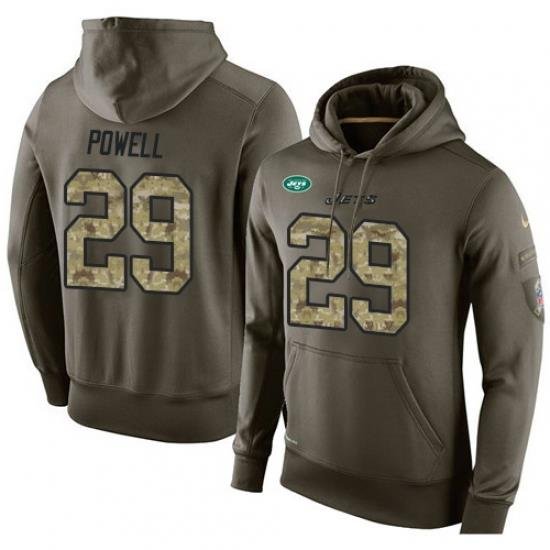 NFL Nike New York Jets 29 Bilal Powell Green Salute To Service Mens Pullover Hoodie