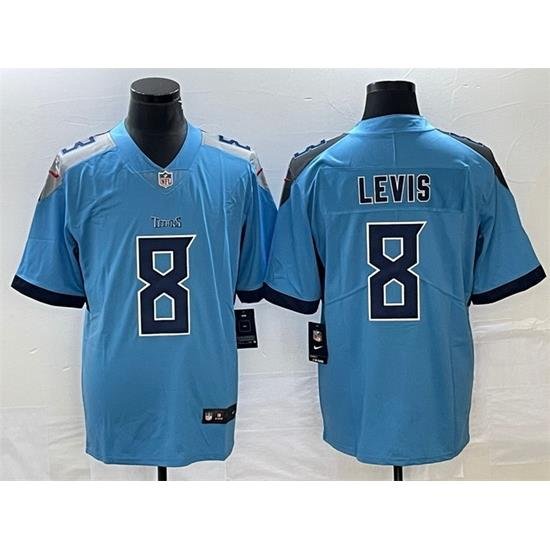 Men Tennessee Titans 8 Will Levis Blue Vapor Untouchable Stitched Jersey