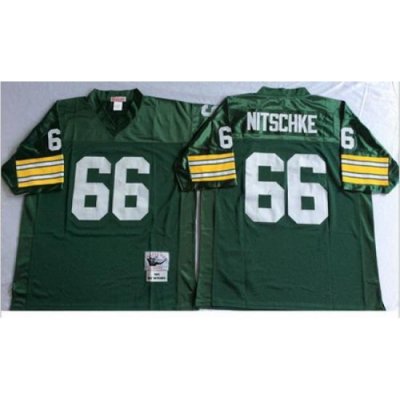 Mitchell&Ness 1966 Packers 66 Ray Nitschke Green Throwback Stitched NFL Jersey