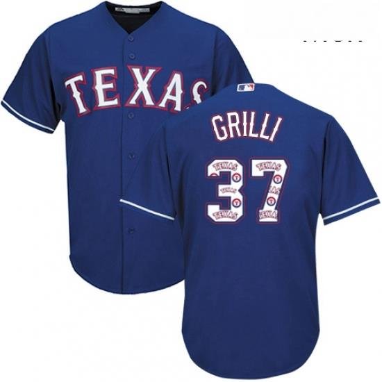 Mens Majestic Texas Rangers 37 Jason Grilli Authentic Royal Blue Team Logo Fashion Cool Base MLB Jersey