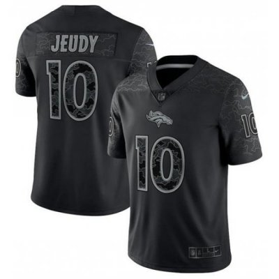 Men Denver Broncos 10 Jerry Jeudy Black Reflective Limited Stitched Football Jersey