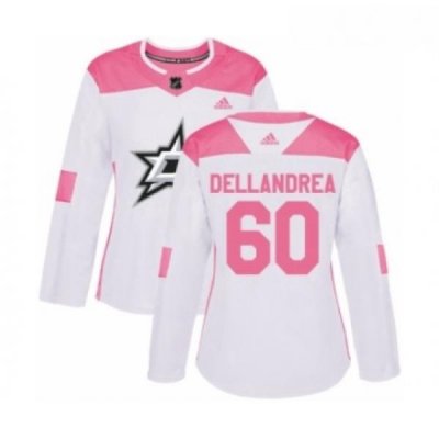 Womens Adidas Dallas Stars 60 Ty Dellandrea Authentic White Pink Fashion NHL Jersey