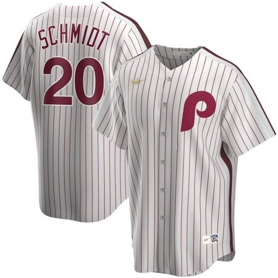 Men Philadelphia Phillies 20 Mike Schmidt Nike Home CooperstoWn Collection Player MLB Jersey White