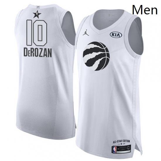 Mens Nike Jordan Toronto Raptors 10 DeMar DeRozan Authentic White 2018 All Star Game NBA Jersey