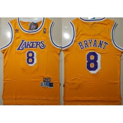 Lakers 8 Kobe Bryant Yellow Hardwood Classics Swingman Jersey