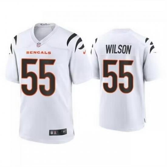 Men Cincinnati Bengals 55 Logan Wilson White Stitched Game Jersey