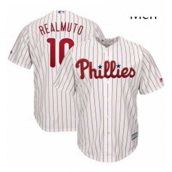 Mens Philadelphia Phillies 10 JT Realmuto Majestic White Home Cool Base Player Jersey