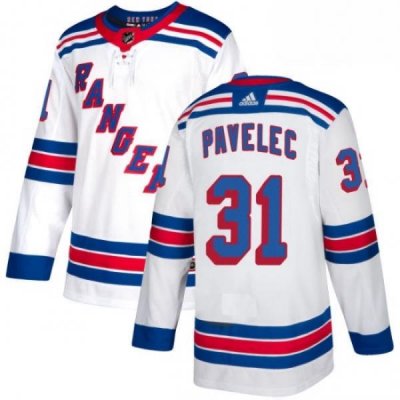 Womens Adidas New York Rangers 31 Ondrej Pavelec Authentic White Away NHL Jersey