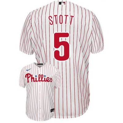 Men Philadelphia Phillies 5 Bryson Stott White Cool Base Stitched Baseball Jersey