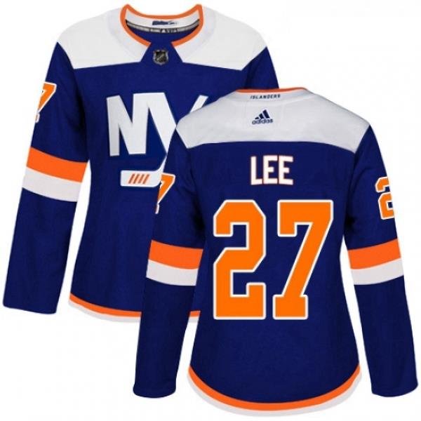 Womens Adidas New York Islanders 27 Anders Lee Premier Blue Alternate NHL Jersey