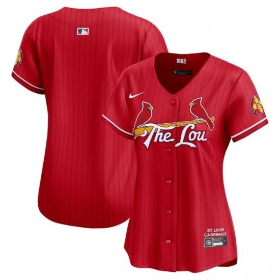 Women St  Louis Cardinals Blank Red 2024 City Connect Limited Stitched Baseball Jersey