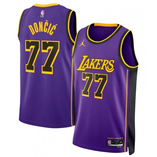 Men Los Angeles Lakers #77 Luka Doncic Jordan Brand Swingman Jersey Icon Edition Purple